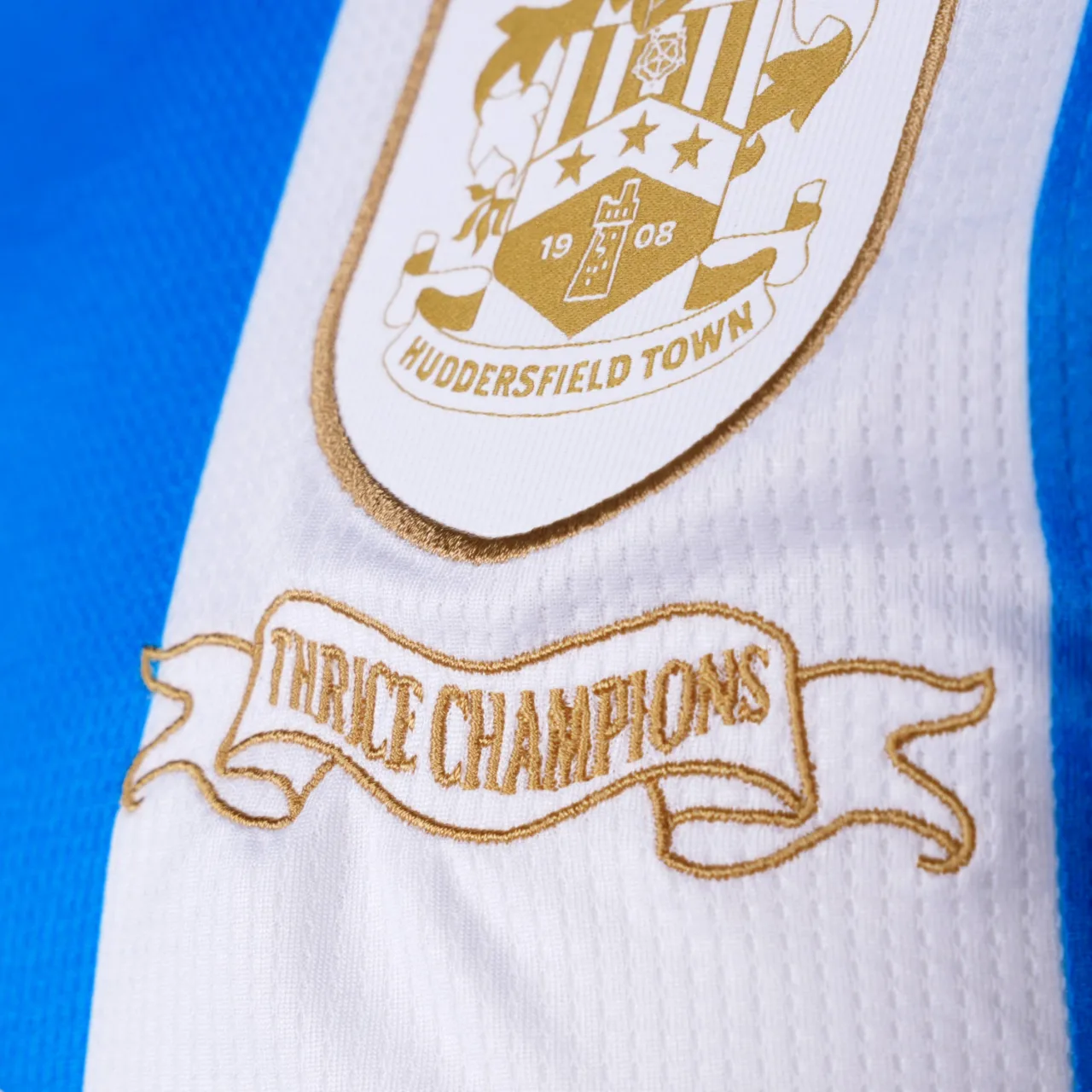 Huddersfield Town Thrice Champions back panel detail