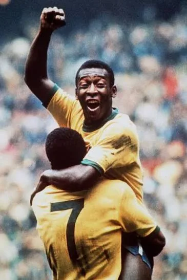 Pele celebrates during the 1970 World Cup final