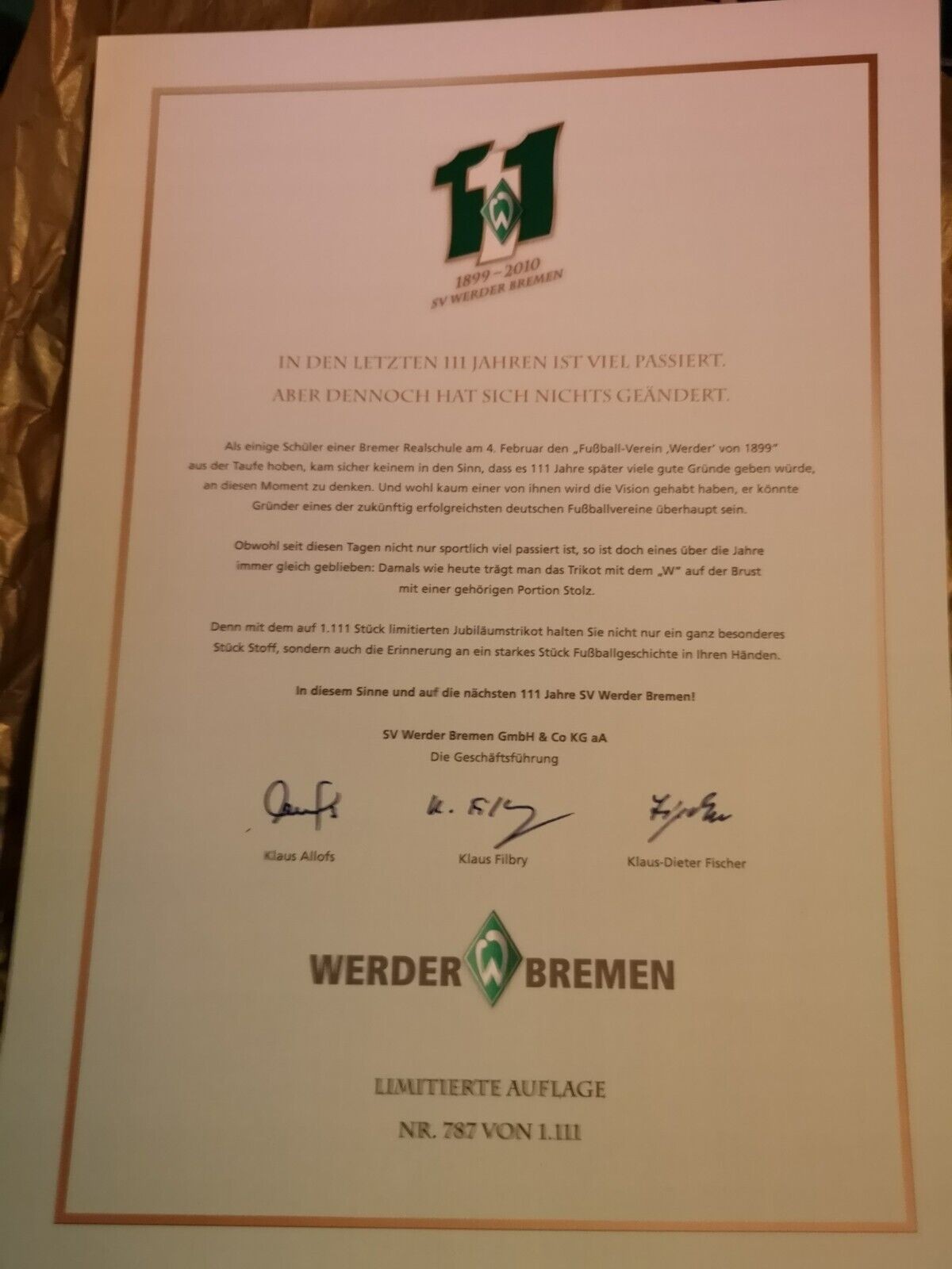 Werder Bremen 2009-10 Anniversary Kit